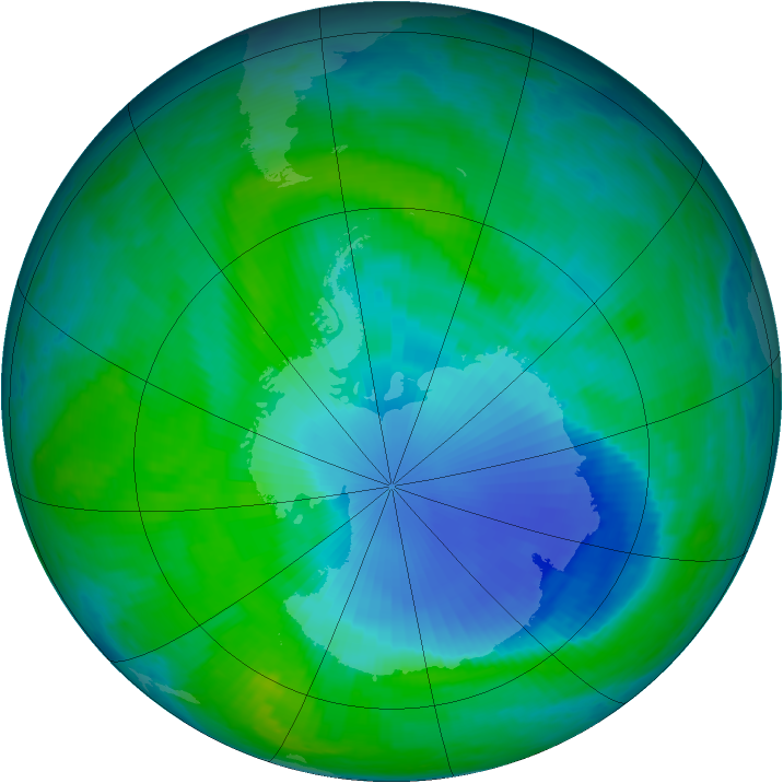 Antarctic ozone map for 18 December 1999